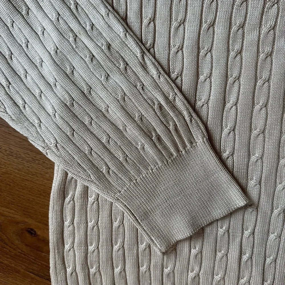 Vintage Cullen Silk Cream Cable Knit Crew Sweater Lightweight Neutrals/ XLG